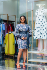 Elegant dress with abstract -geometric print